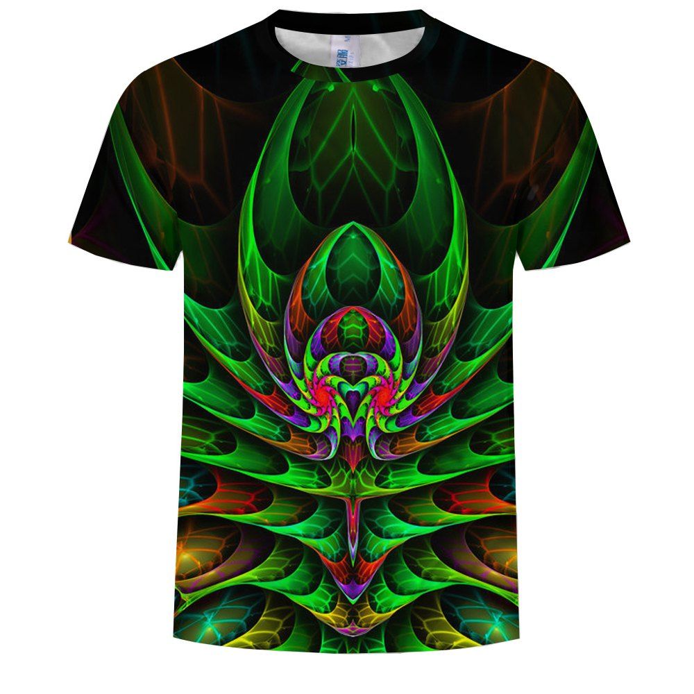 

Casual Men's 3D Printed Round Neck Short Sleeve T-Shirt, Multi