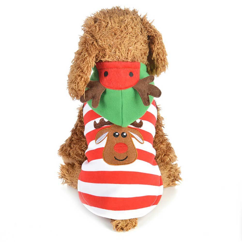 

Christmas Pet Supplies Stripe Elk Casual Dog Coat, Multi;multi-color