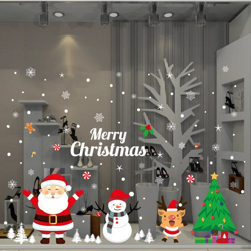 

AMJ134 Christmas Cartoons PVC Window Wall Sticker, Multi