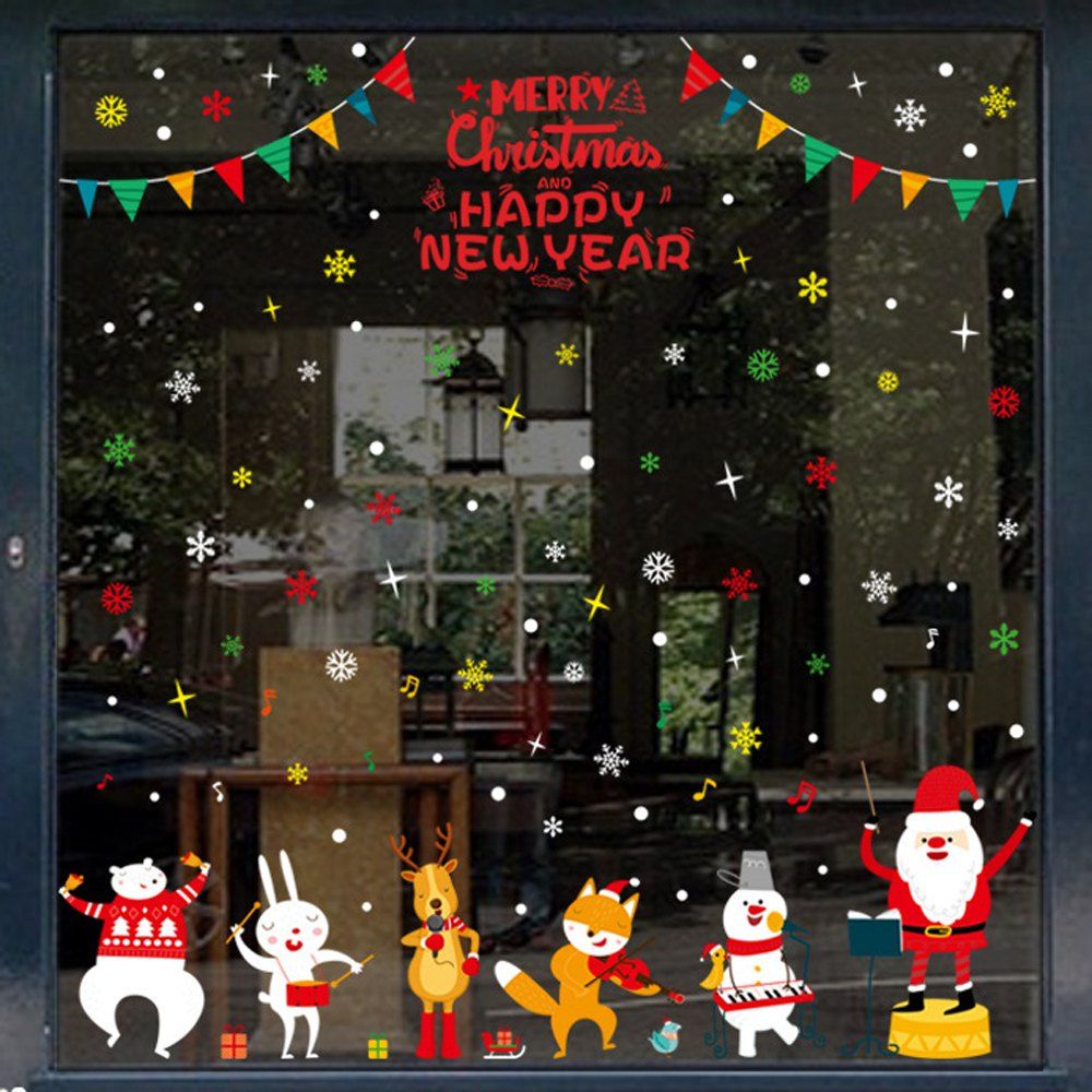 

Christmas Performance PVC Door Window Wall Sticker, Multi