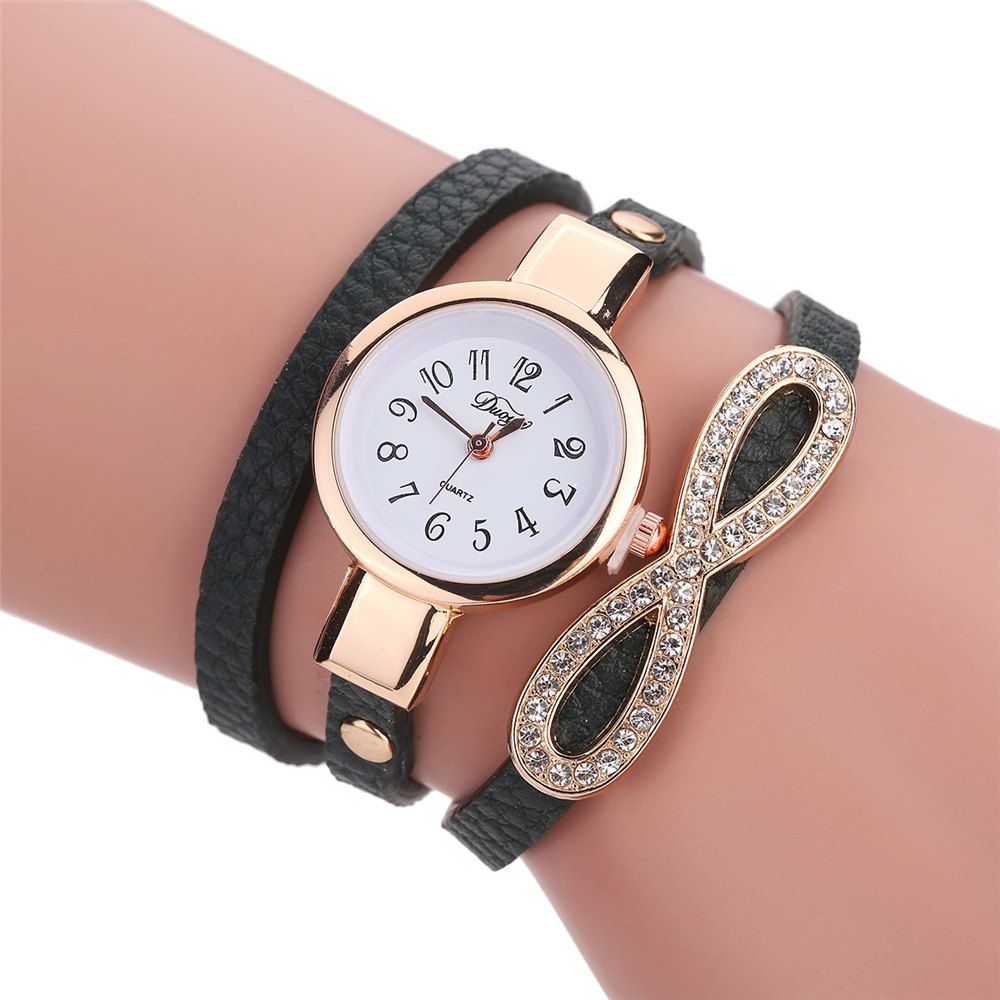 

Female Bowknot Inlay Diamond Bracelet Quartz Watch, Black;pink;white;red;blue;brown;gray;light blue;light brown