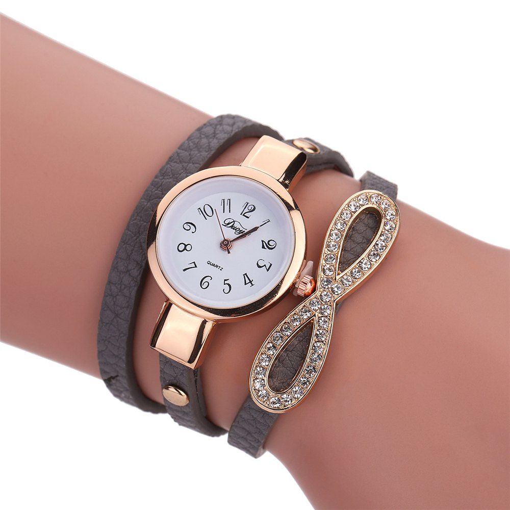 

Female Bowknot Inlay Diamond Bracelet Quartz Watch, Gray;pink;black;white;red;blue;brown;light blue;light brown