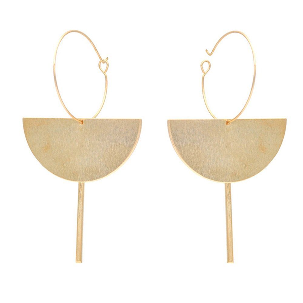 

Solid Color Metallic Semicircle Shaped Earring, Gold