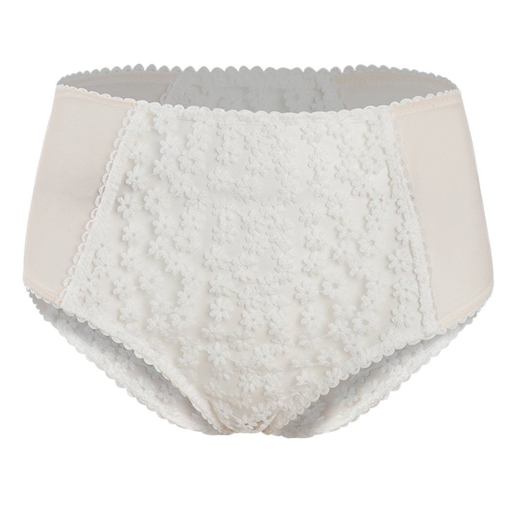 

HODOYO Sweet and Girl Embroidery Perspective High Waist Briefs White, Milk white