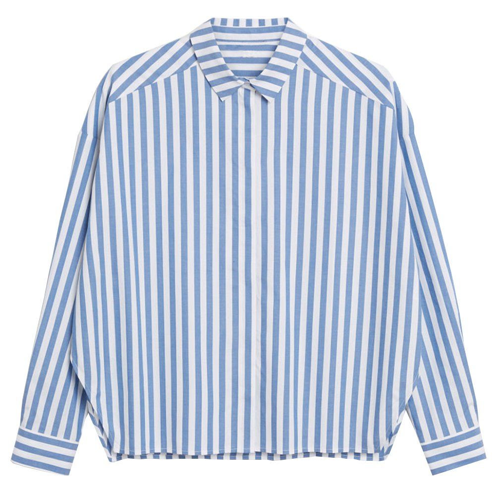 

SHEINNET Women's Fashion Simple Drop Shoulder Sleeve Striped Shirt Multicolor, Multi-a