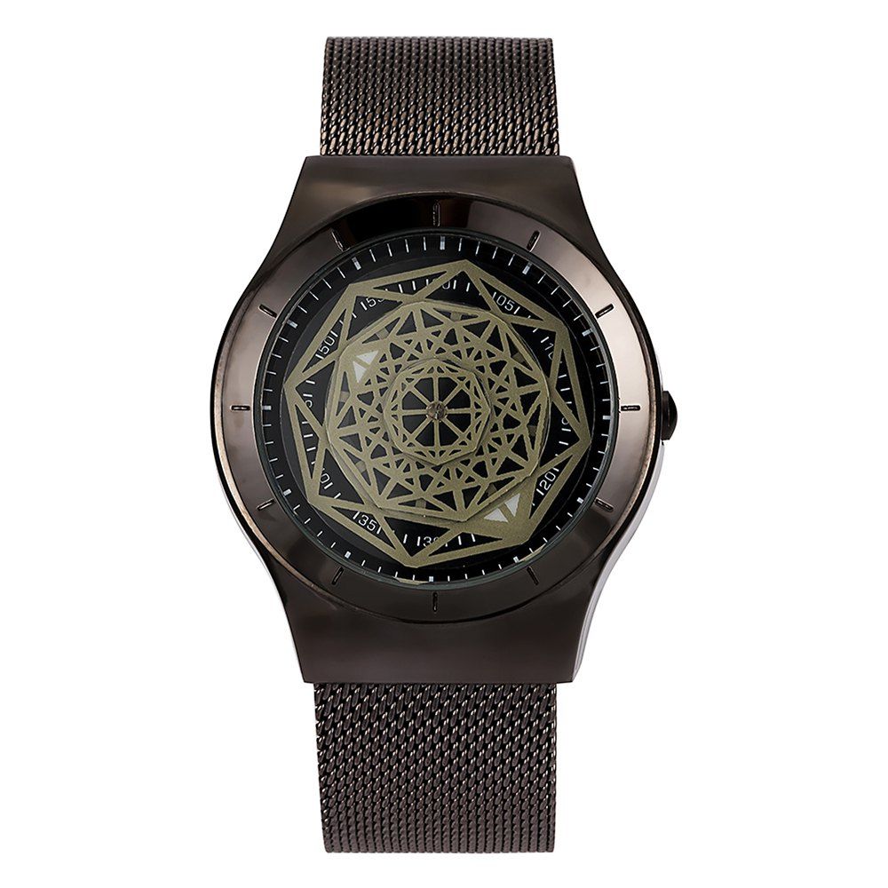 

PAIDU Men's Brand Watch Fashion Wire Gold Mesh Belt Watch, Black;gold