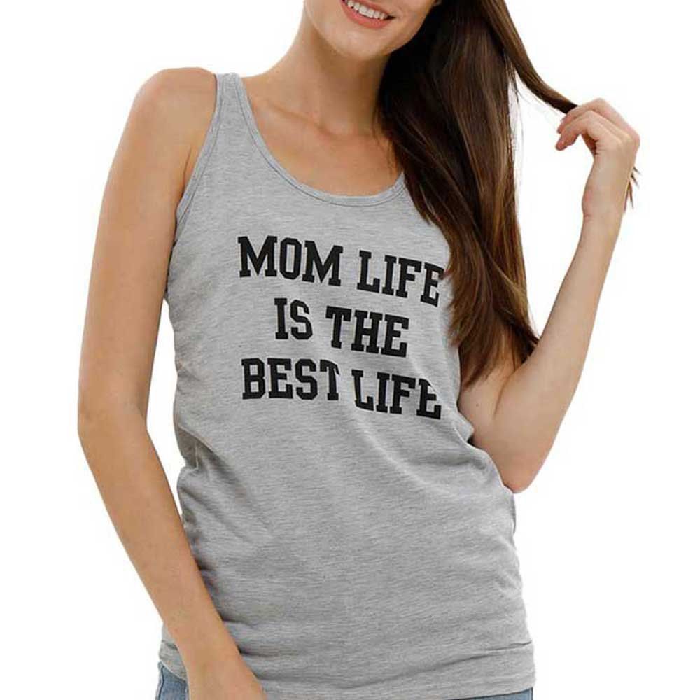 

Women's Tank Top Letter Pattern Sleeveless O Neck Simple Top, Gray