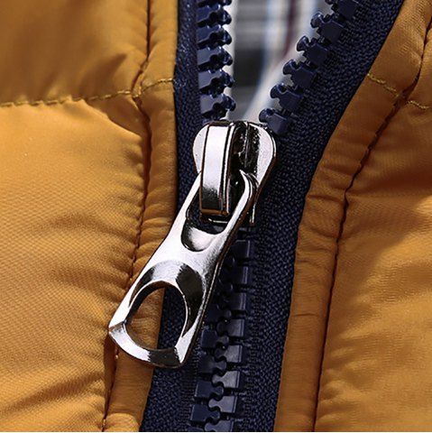 

Men's Long Sleeve Contrast Color Hooded Warm Coat, Ginger brown