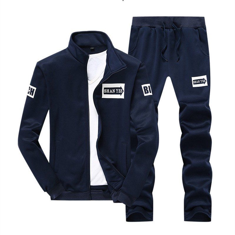 

Mens Jacket Casual Sports Baseball Sweater Set, Dark slate blue