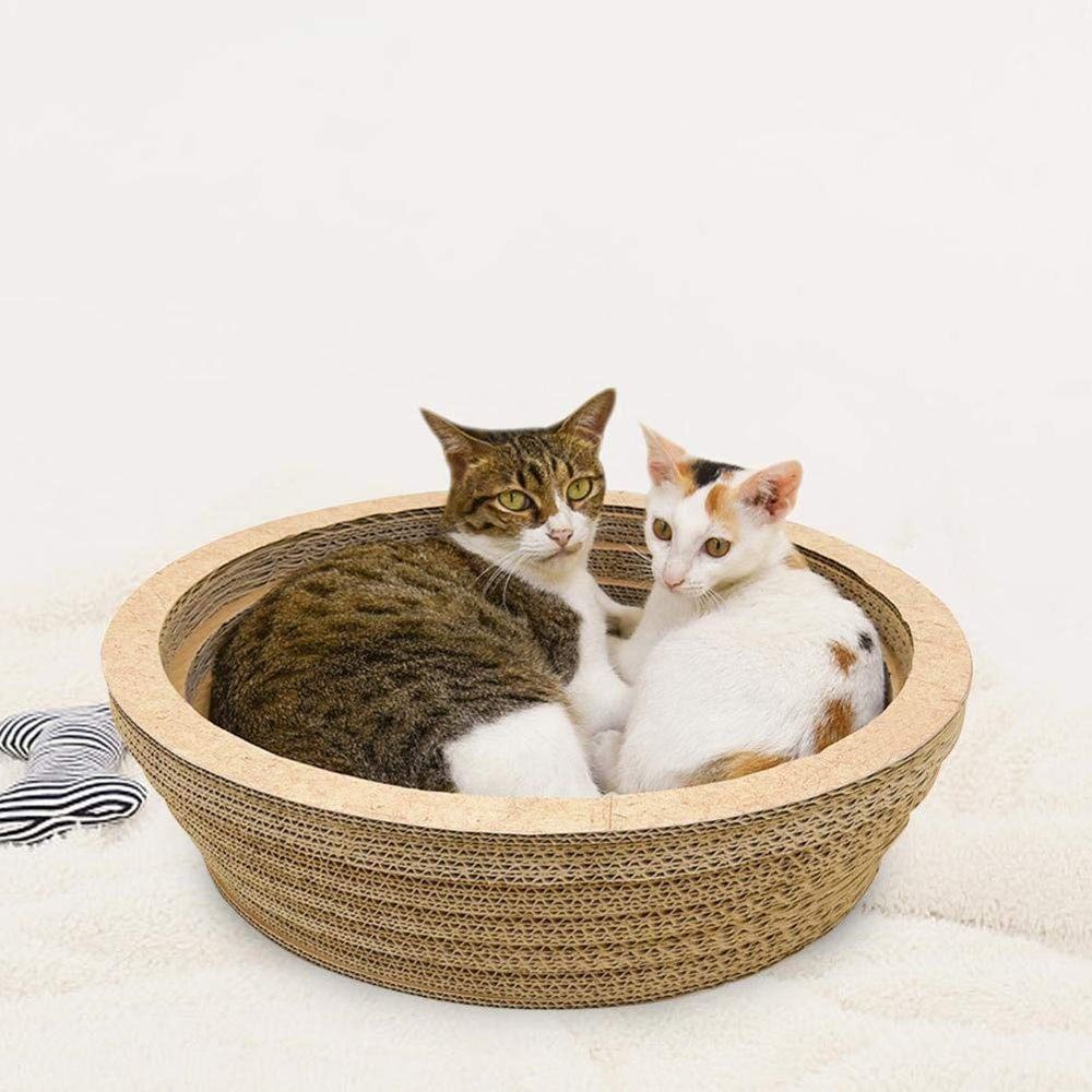 

Cat Scratcher Lounge with Superior Cardboard Construction, Orange salmon