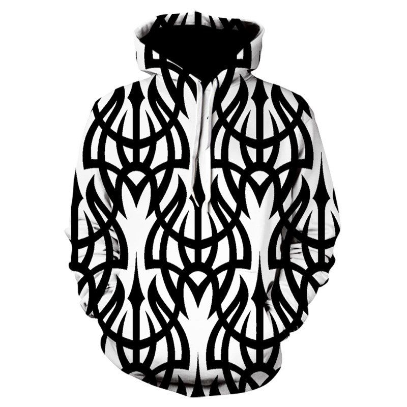 

3D Stree Print Men's Sweater Coat Black and White Casual Graphic T-shirt Hoodies, Multi