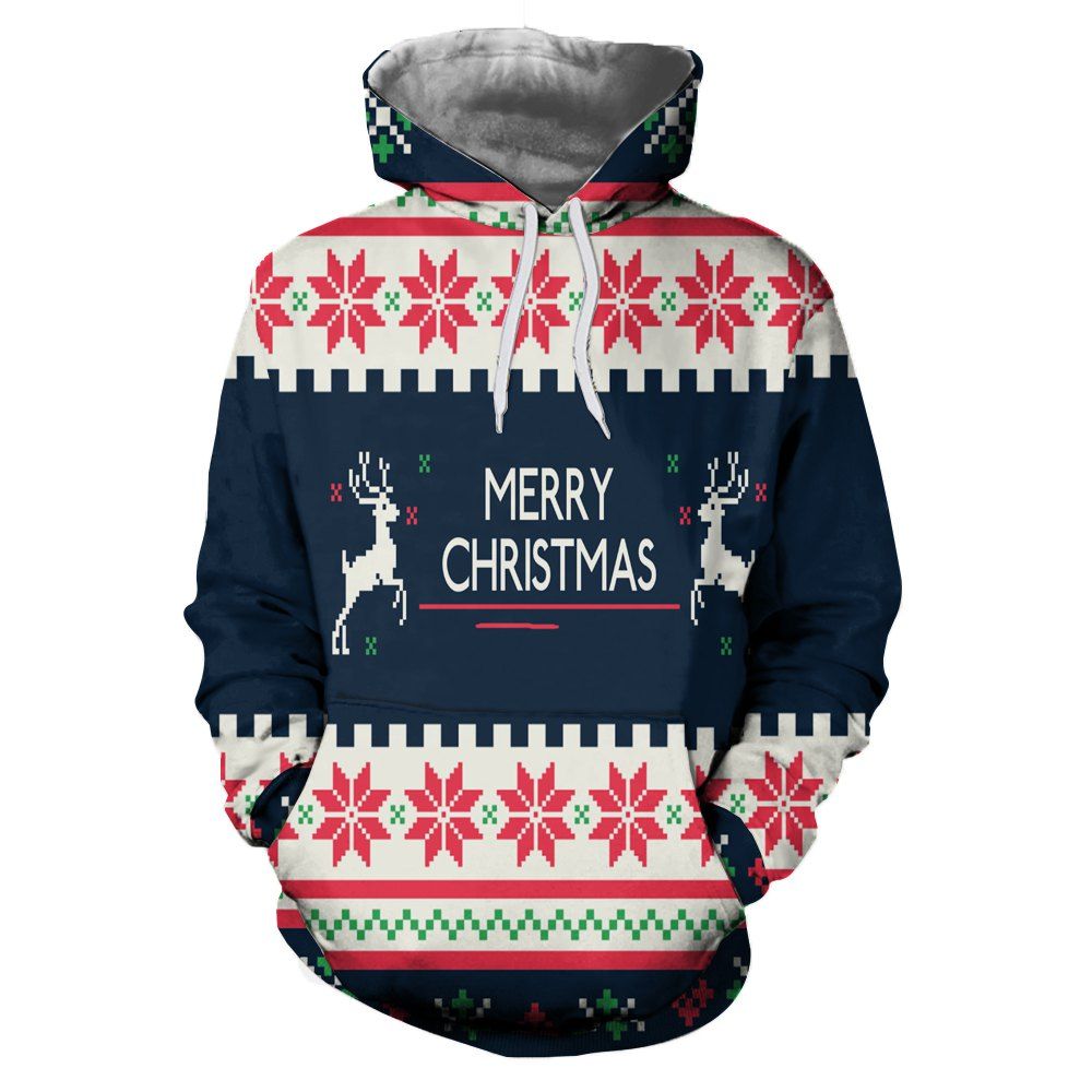 

Fashion Trend Men's 3D Printed Christmas Pattern Hooded Sweater, Multi-c