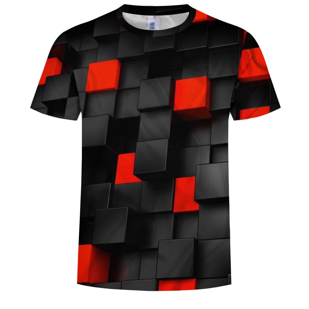 

Fashion Men's Printed Diamond Square Plaid T-Shirt, Multi