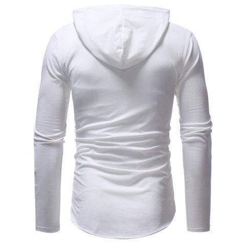 

Fashion Casual Chest Scratches Men's Slim Hooded Long-sleeved T-shirt, White