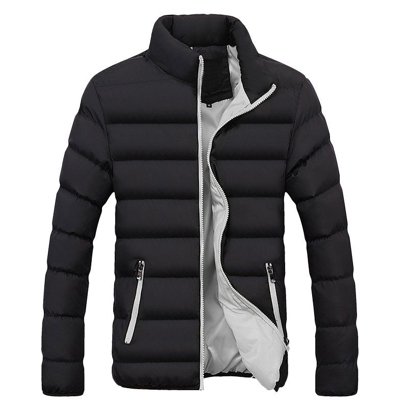 

New Men's Casual Solid Color Stand Collar Cotton Coat, Light gray