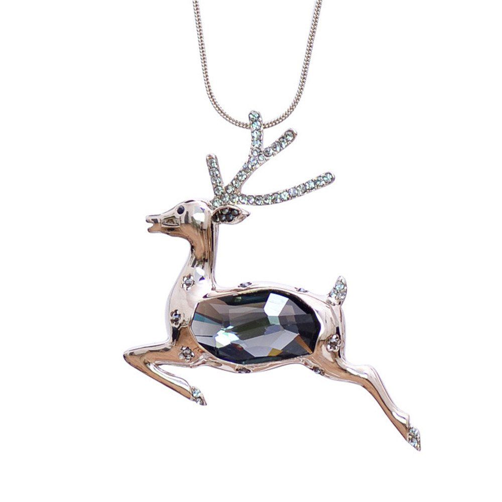 

Crystal Christmas Elk Necklace, Champagne gold