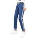 Women'S Elastic Waist Stitching Casual Washed Jeans -  