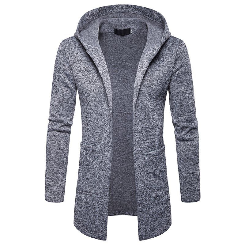 

Men' Fashion Casual Hooded Long Cardigan, Light gray