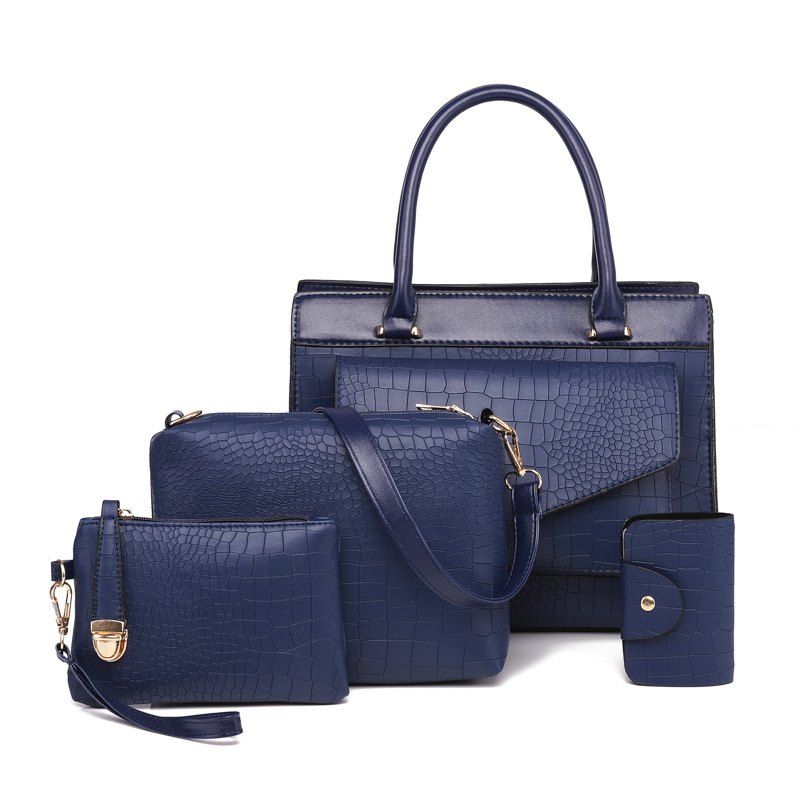 

4 Sets of Mother Bags Big Stone Single Shoulder Lady Handbag, Blue