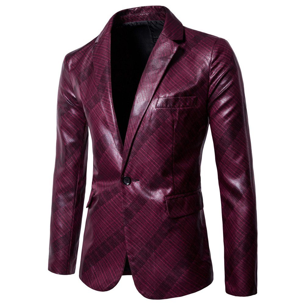 

Men's Casual Coated Twill Youth Slim Suit, Red wine