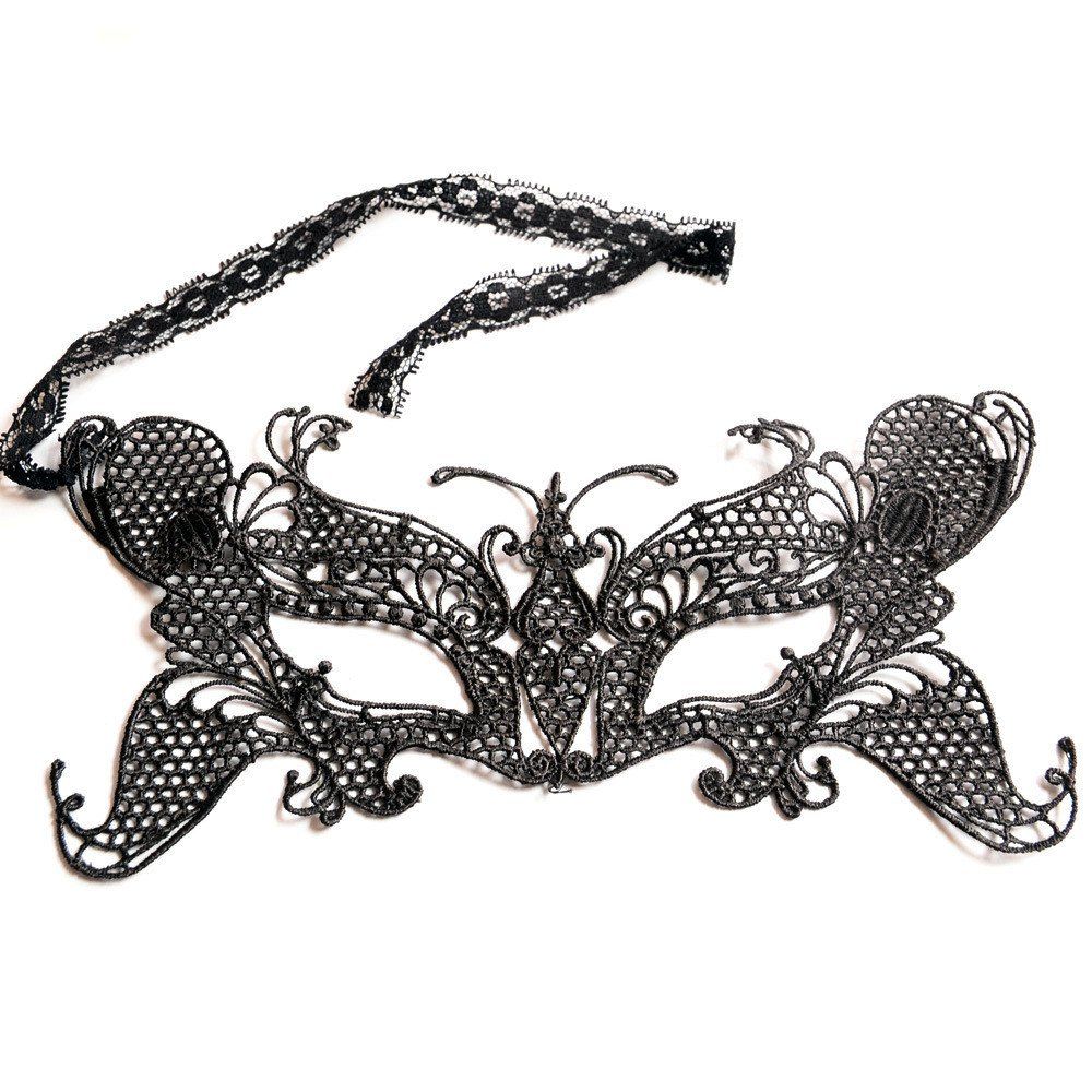 

Sexy Women Black Lace Masquerade Mask Halloween Cosplay Carnaval Party Prop 0010, Carbon fiber black;black