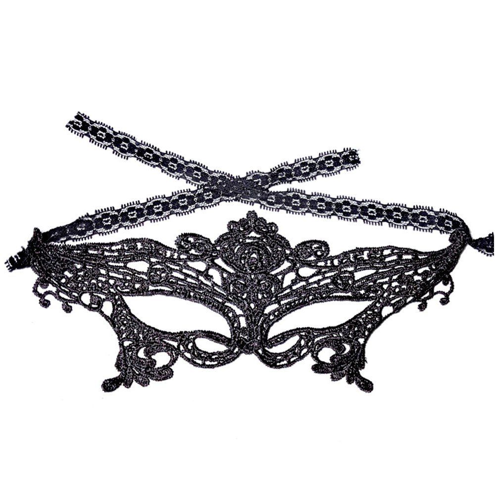 

Sexy Women Black Lace Masquerade Mask Halloween Cosplay Carnaval Party Prop 0022, Jet black;black