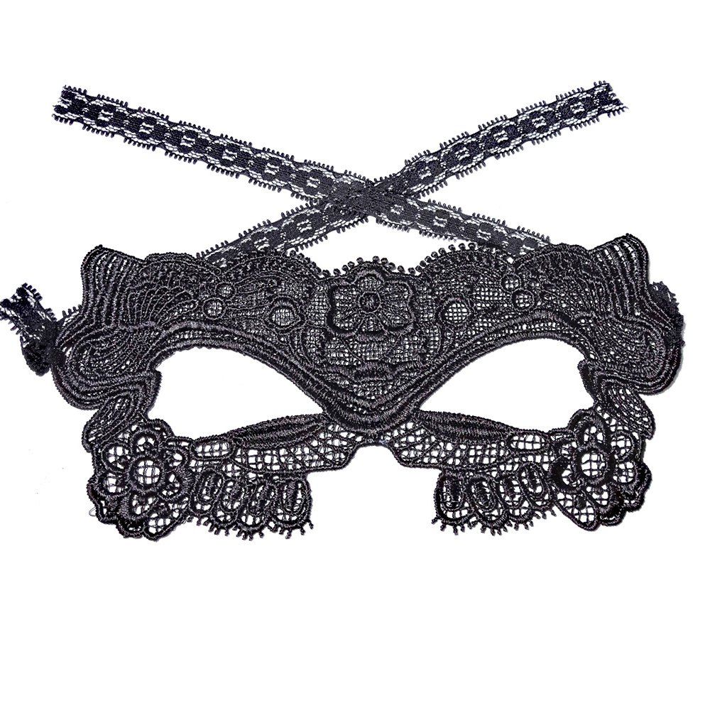 

Sexy Women Black Lace Masquerade Mask Halloween Cosplay Carnaval Party Prop 0022, Carbon fiber black;black