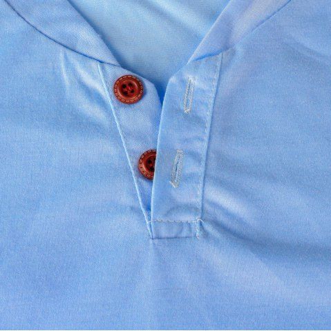 

Autumn New Men'S Long Sleeved T-Shirt Mandarin Collar Casual Men Top Tee, Pastel blue