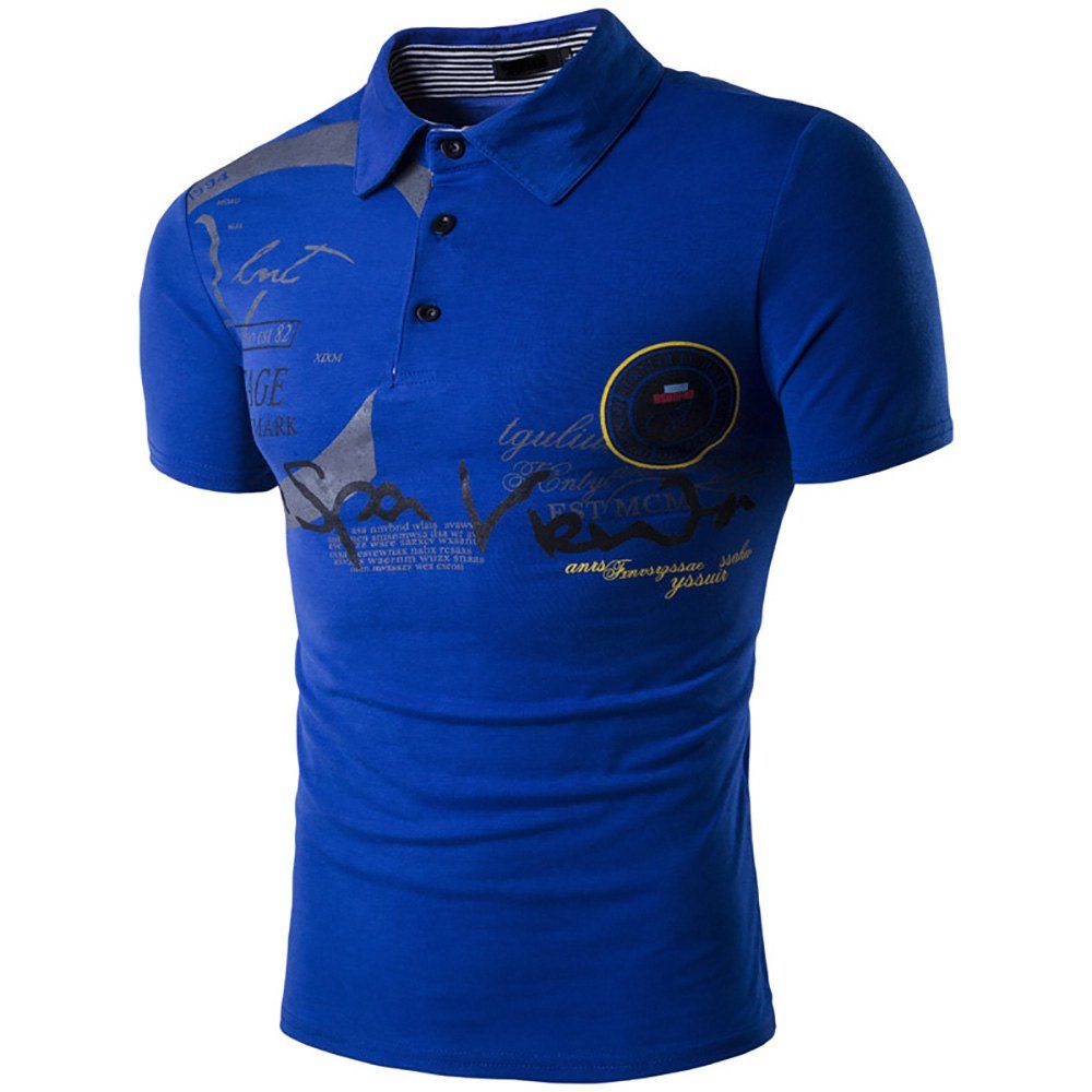 

New Men Polo Shirt Men Casual solid male polo shirt Short Sleeve brea, Blue
