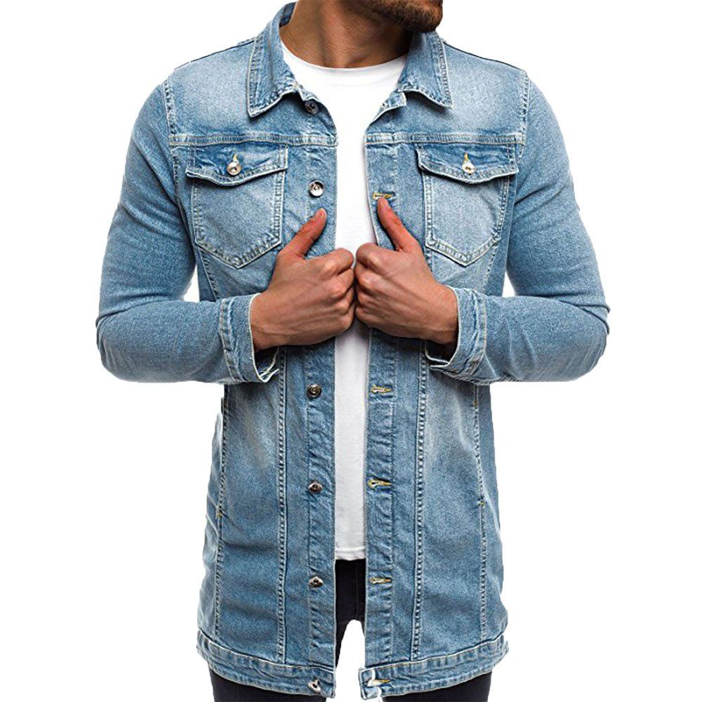 

Men's Fashion Casual Slim Mid-length Jacket, Baby blue