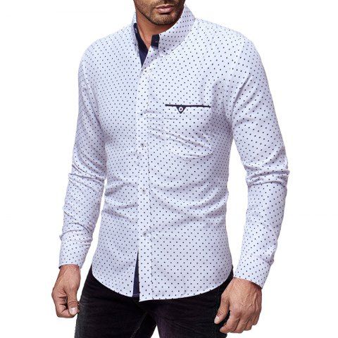 

Five-pointed Star Printed Men's Casual Long-sleeved Shirt Slim, White