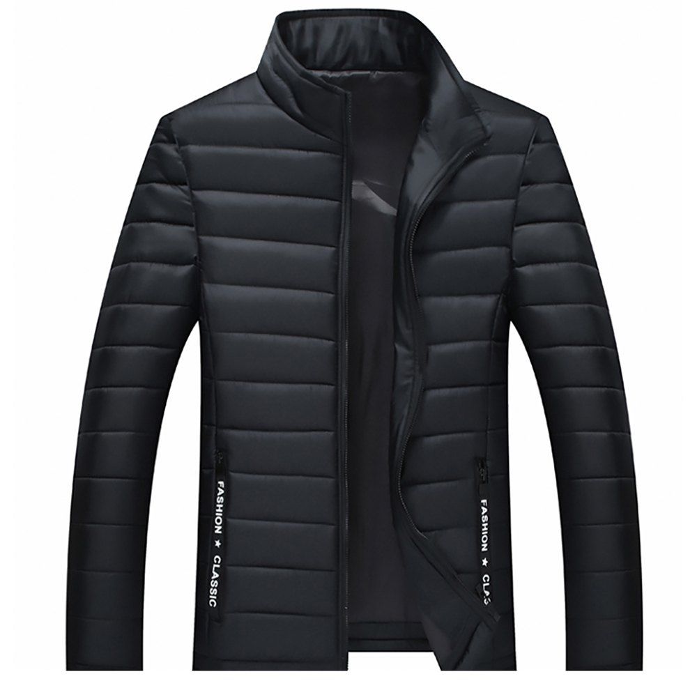 

Fashion Stand Collar Contrast Zipper Jacket, 1869, Black