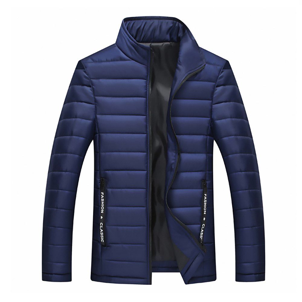

Fashion Stand Collar Contrast Zipper Jacket, 1869, Blue