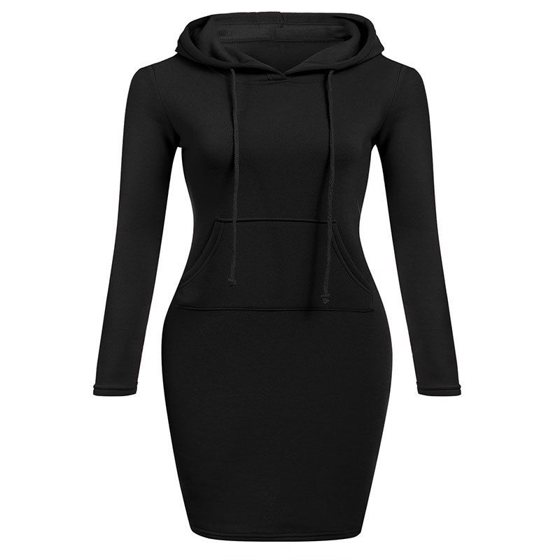 

Women'S New Mid-Length V-Neck Long-Sleeved Dress, Black