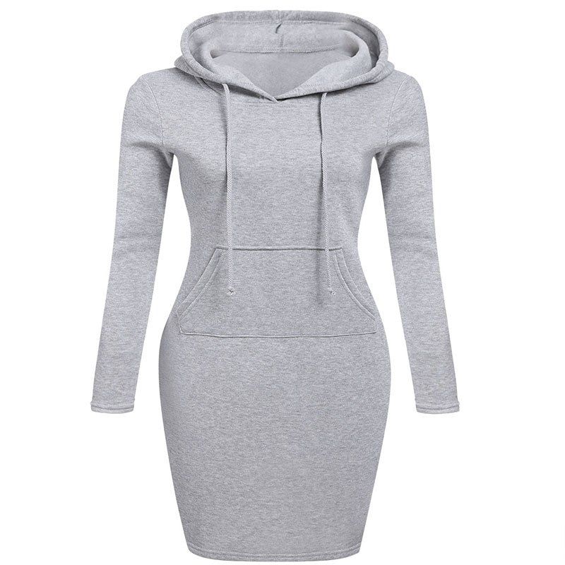 

Women'S New Mid-Length V-Neck Long-Sleeved Dress, Light gray