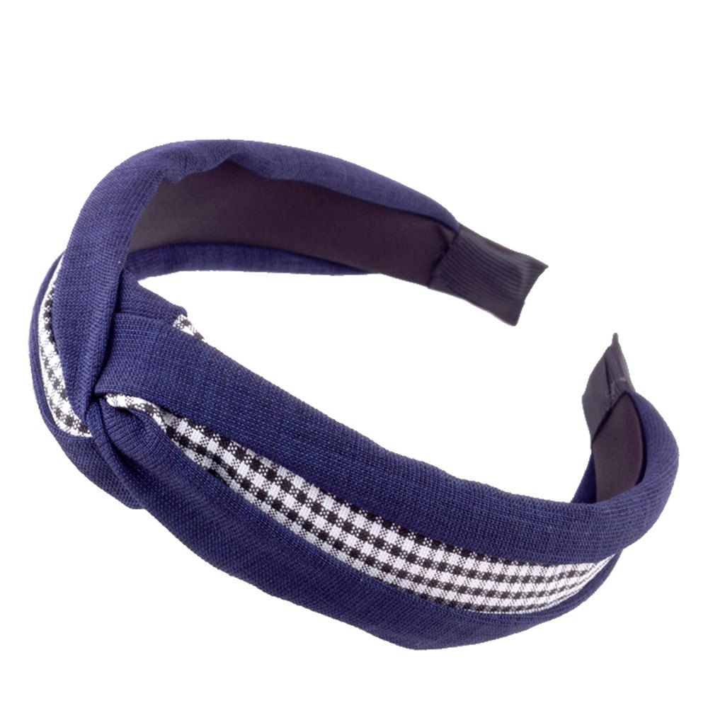 

Fashion Lattice Striped Headband, Navy blue