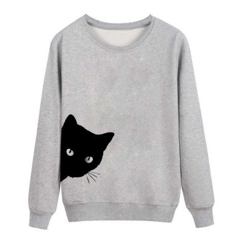 

Women's Sweatshirt Cartoon Animal Pattern Color Block Sweatshirt, Gray