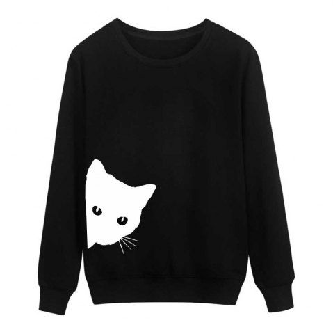 

Women's Sweatshirt Cartoon Animal Pattern Color Block Sweatshirt, Midnight black