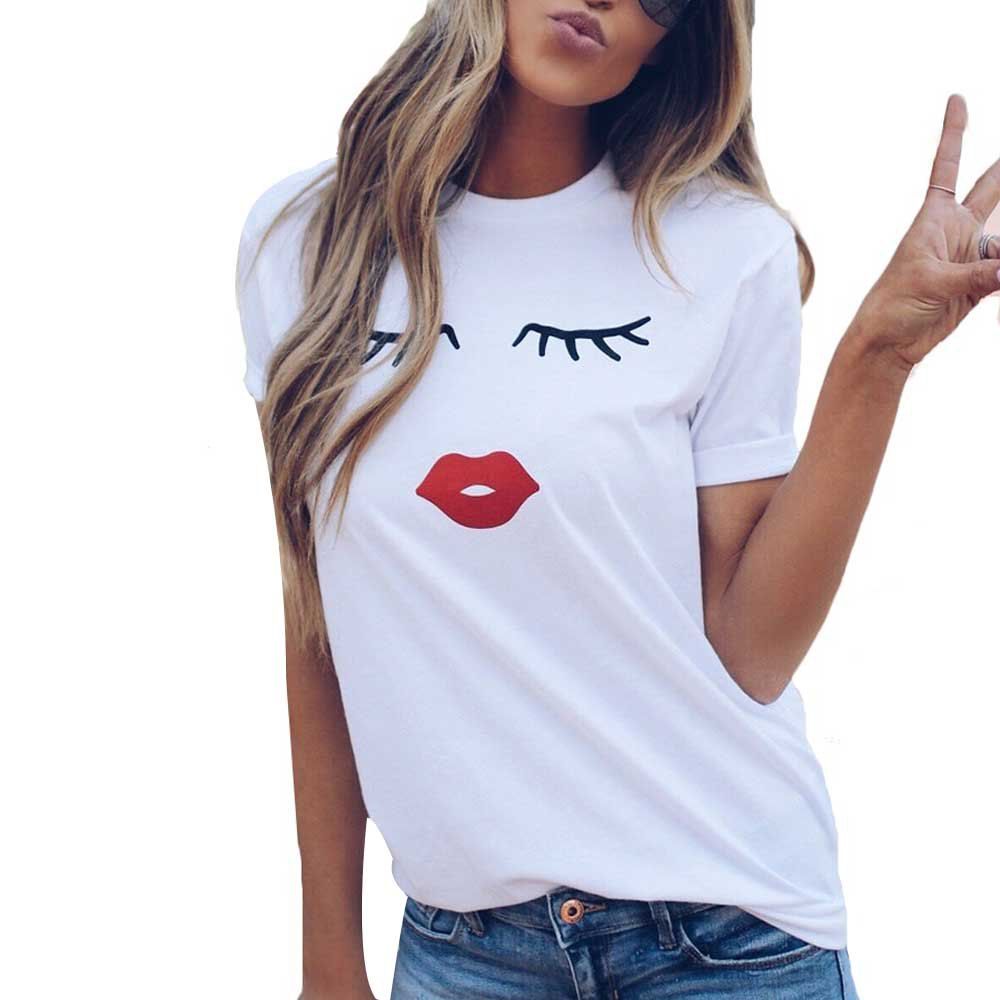 

Women's T Shirt Leisure Cute Cartoon Pattern Short Sleeve Simple Top, White