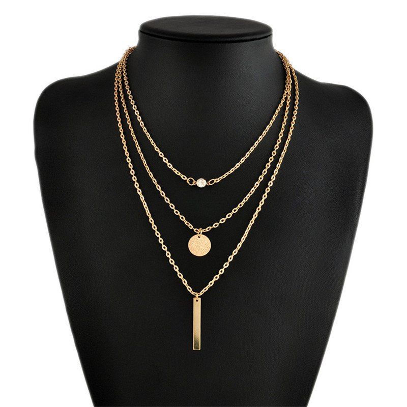 

Lady Bohemia Wind Simple Fashionable Geometric Pendant Alloy Necklace, Gold