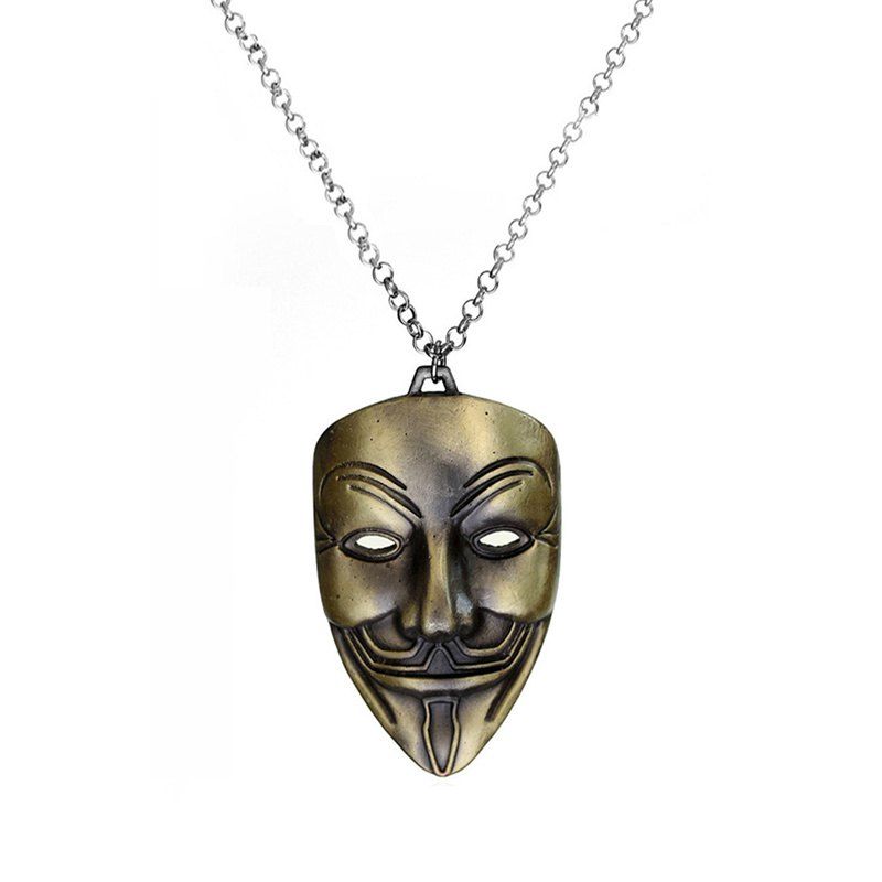 

Men's Casual Style Mask Pendant Alloy Necklace Sweater Chain, Bronze