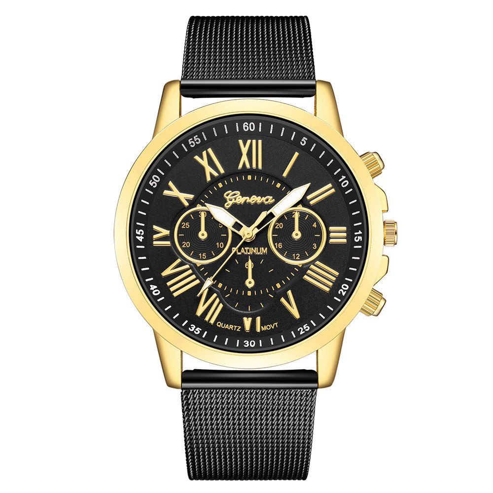

GENEVA Men Steel Mesh Belt Fashion Business Leisure Quartz Watch, Multi-c