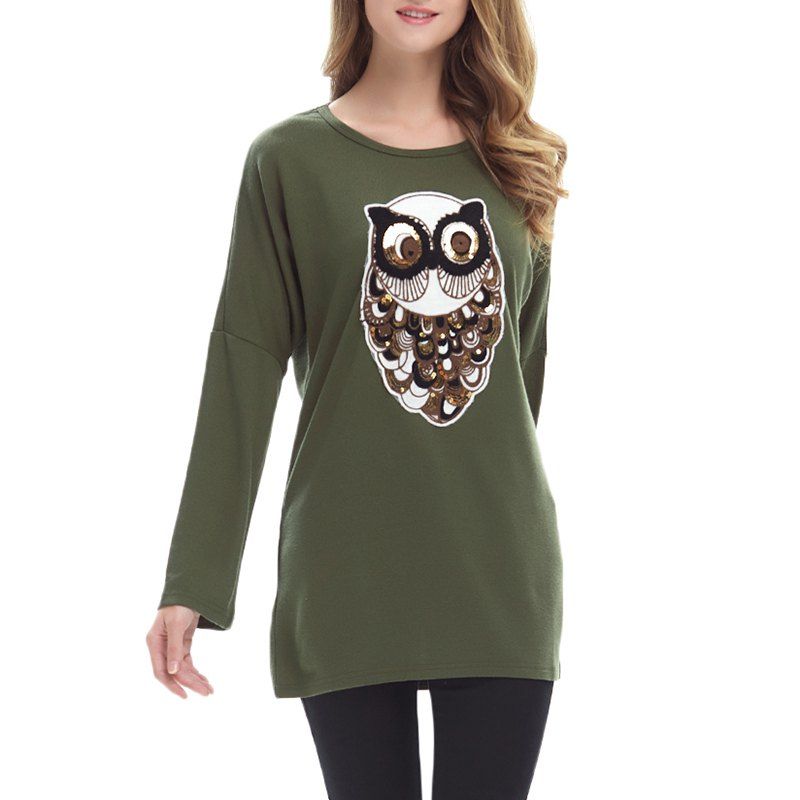 

Large Size Women's Loose Bat Sleeve Round Neck Knit Bottoming Shirt, Fern green