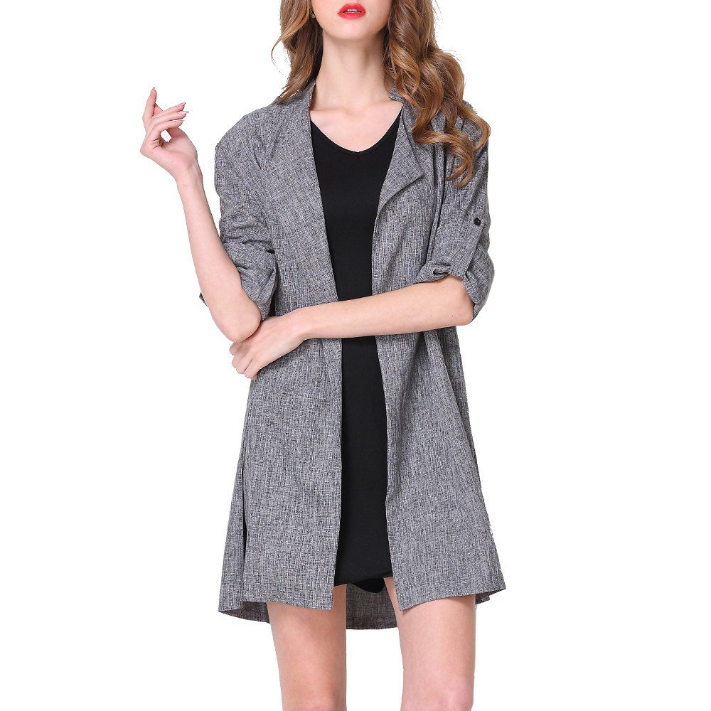 

Large Size Women's Fashion Loose Long-Sleeved Windbreaker Jacket, Gray