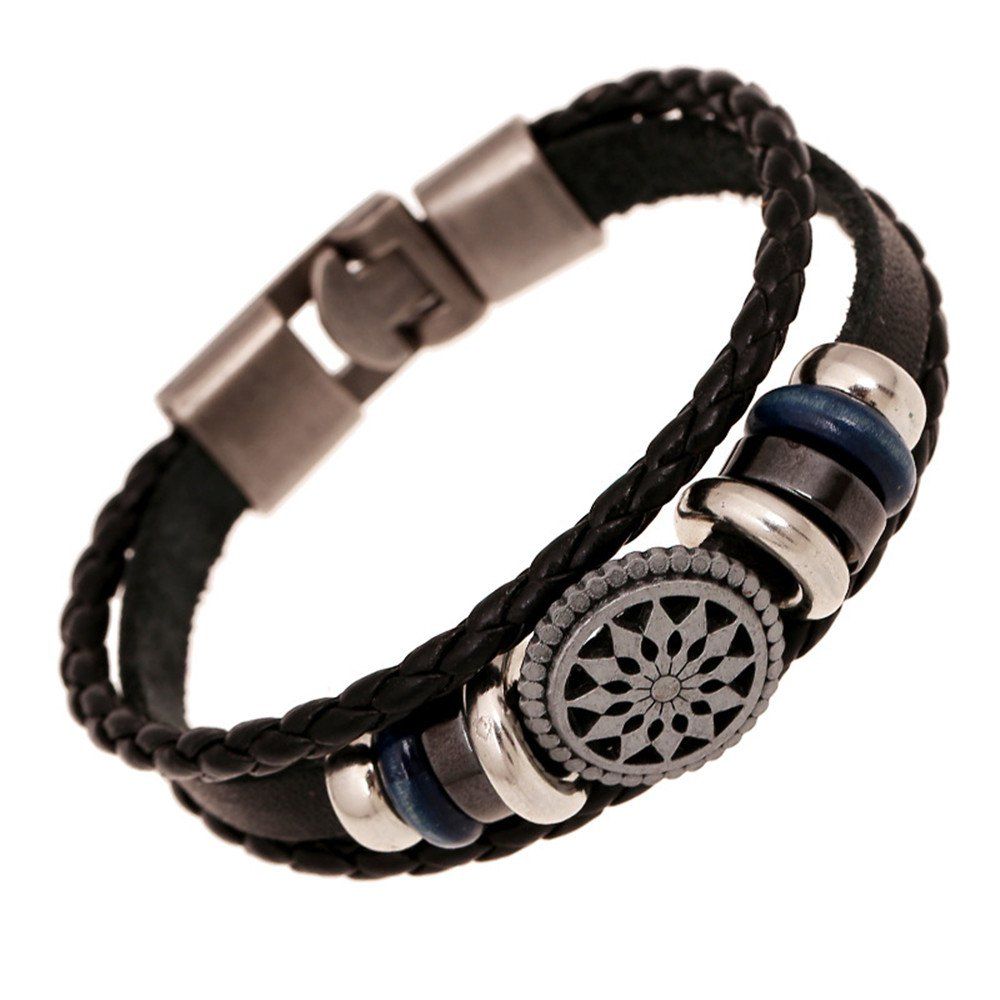 

Men'S Cowhide Knitted Bracelet, Black