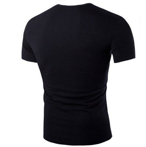 

Summer T Shirt Fashion Casual Short Sleeve V Neck Men Tee Shirts Top, Black