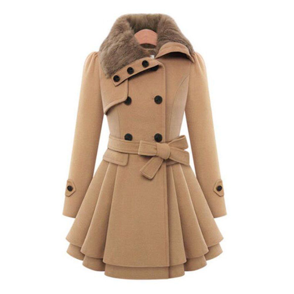 

Ladies big size fur coat damp thick fur coat windbreaker top, Camel brown