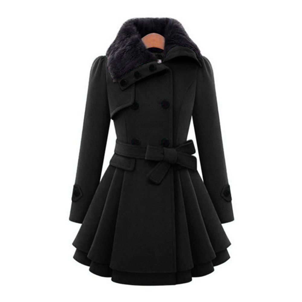 

Ladies big size fur coat damp thick fur coat windbreaker top, Black