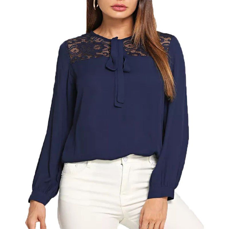 

The New Dress Is A Blue Lace Chiffon Shirt, Deep blue