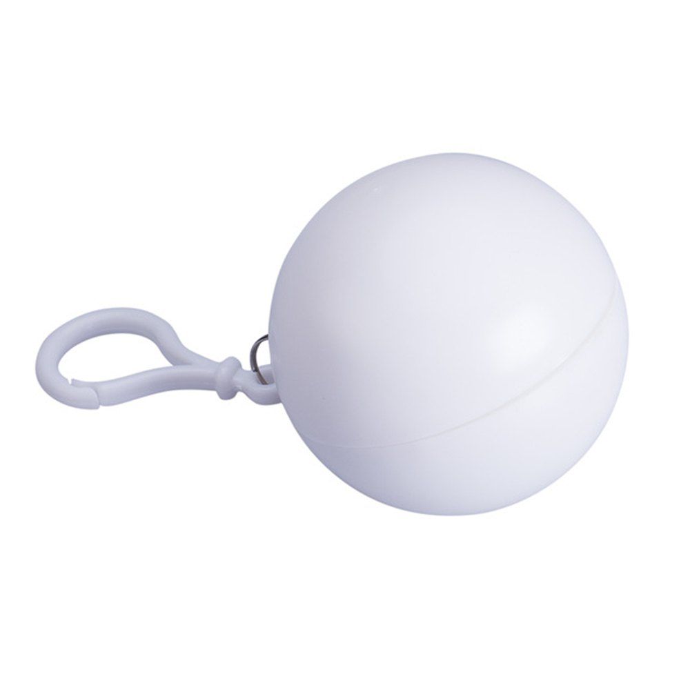 

Raincoat Mini Portable Disposable Rain Jacket Poncho Rainwear Key Ring Ball, White